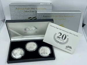 20周年記念アメリカンシルバーイーグル、米国造幣局、コイン3枚セット、裏面 E21.12
