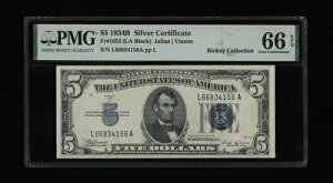 DBR 1934-B 5�h�� �V���o�[ �W�F�� 1652�N ���B���\�� LA �u���b�N PMG 66 EPQ �V���A�� L66834156A