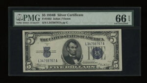 DBR 1934-B 5�h�� �V���o�[ �W�F�� 1652�N ���B���\�� LA �u���b�N PMG 66 EPQ �V���A�� L34798767A