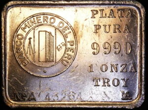 ヴィンテージ バンコ ミネロ デル ペルー No.A プラタ プラ 1oz 999 FINE シルバー バー C3929