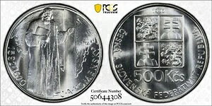 �`�F�R�X���o�L�A 1992 500 �R���� �R�����X�L�[ PCGS Ms69 �g�b�v�|�b�v