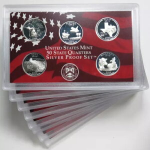 8枚セット - 2004-S 米国州25セント硬貨 - 90%銀プルーフセット - 40枚