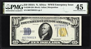 1934A 10�h���k�A�t���J��ݏؖ��� Fr. 2309 PMG 45 XF