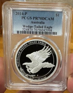2014年 オーストラリア 1オンス シルバー プルーフ ウェッジテール イーグル - PCGS PR70 DCAM、106個!!