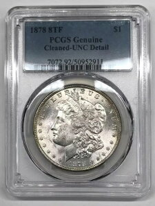 1878-P 8TF モルガン銀貨 PCGS UNC 詳細(クリーニング済み) - 魅力的なコイン