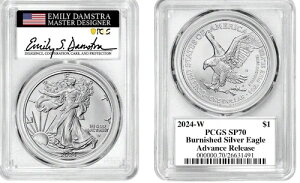 2024-W �o�[�j�b�V���h�V���o�[�C�[�O�� PCGS SP-70 �A�h�o���X�����[�X �_���X�g���T�C������