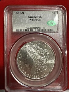 1881 S �V���o�[ ���[�K�� $1 CAC MS65 �E�B�b�^�[�u���b�N �R���N�V���� �V���o�[���x�� �T�C������??