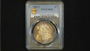 �����X�^�[�g�i�[�I1881�N S ���[�K�� 1�h����� PCGS MS 62 �u���[���C���{�[�����g�[�j���O