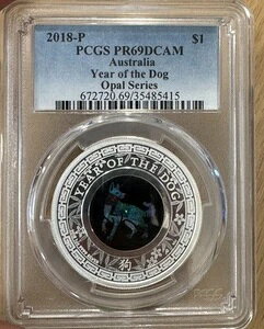 2018-P �I�[�X�g�����A 1�h����� �I�p�[���V���[�Y ���N PCGS PR-69 DCAM �P�[�X�t��