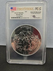 2012年 5オンス シルバー PCGS MS69PL DENALI NP ジョン・マーカンティ サイン入り