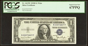 1935-D 1ドル銀貨 Fr. 1613W ワイド PCGS 67 PPQ