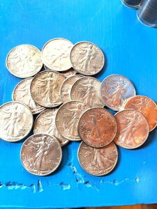 (15)ウォーキングリバティ50セント...BUとAU+++ロット...光沢のある銀の半分