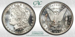 1880�N�� S ���[�K�� �V���o�[ �h�� - MS65+ �v���X CAC - �h��Ȍ�������� PQ �R�C�� - 342