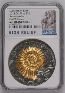 NGC MS70 �j�E�G 2018 Evolution of Earth Ammonoidea �A���e�B�[�N �V���o�[ �R�C�� 2�I���X COA