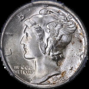 1945-S マーキュリーダイム マイクロS PCGS MS67 素晴らしい外観 良好なストライク