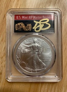 2002年 アメリカン シルバー イーグル ~ PCGS MS70 ~ トーマス・クリーブランドのサイン入り ~ アローズ