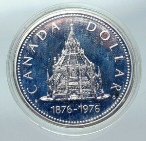 1976年 カナダ イギリス エリザベス2世 図書館 オールドヴィンテージ シルバードルコイン i85731