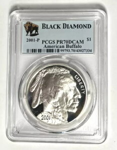 2001�N P �o�b�t�@���[ �V���o�[ �_���[ PCGS PR70 �u���b�N �_�C�������h �t���C�U�[ �f�U�C�� # GBN - KSH