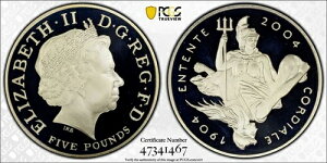 2004�N �O���[�g�u���e�� �V���o�[ 5�|���h �G���^���e�E�R���f�B�A�� PCGS PR69DCAM Pop 17