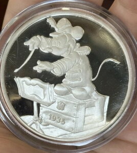 1988年 ウォルト・ディズニー ミッキーマウス 60周年記念 バンドリーダー 5オンス ファインシルバー ラウンド COAなし