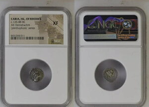 紀元前125-88年 ギリシャ カリア諸島 ヘミドラクマ銀貨 NGC 88734-