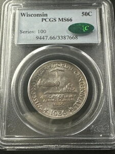 1936�N 50�Z���g �E�B�X�R���V���L�O�n�[�t�h�� PCGS MS66 CAC �|���N���}�e�B�b�N �W�F�� BU+