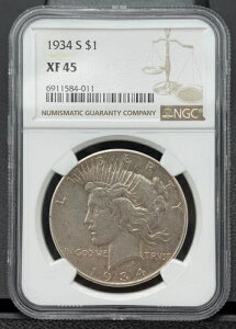 1934�N S�s�[�X��� $1 PCGS XF 45�A�󏭂Ȓᒒ���Z�~�L�[�f�[�g