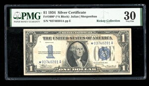 DBR 1934 $1 Vo[ t@j[obN STAR Fr. 1606* PMG 30 VA *03740201A