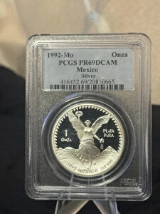 1992年-Mo メキシコ シルバー UNC オンザ シルバー ディープカメオ プルーフコイン PCGS PR69 DCAM