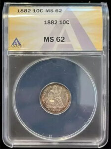 󏭂1882NAJoeBEV[eBOEVo[_C 10Zg ANACS MS62 FI~gRfBV