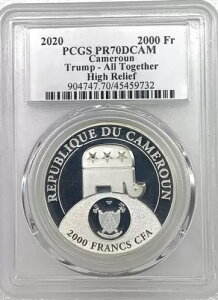2020�N �J�����[�� �v���[�t �V���o�[ �h�i���h�E�g�����v PCGS PR70 �n�C�����[�t 2�I���X .999 CFA