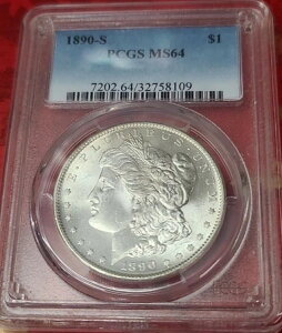 :1890-S S$1 �����K���E�_���[��� PCGS �j�A�W�F�� MS64 �u���X�g�z���C�g �ō��O���[�h