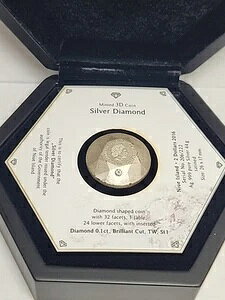 2016年 ニウエ エリザベス2世 ダイヤモンド 3Dシェイプ 2ドル銀貨 - ユニークで希少な RTC#059