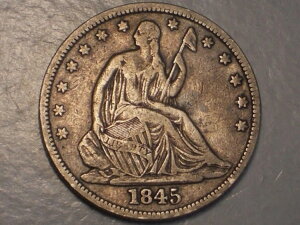 1845年 着席型リバティハーフドル(VF、希少、魅力的)