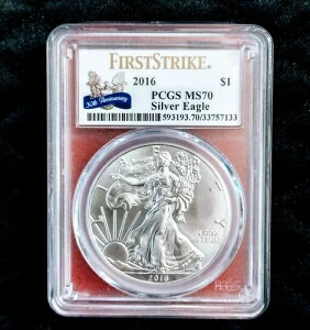 PCGS 2016 MS70 �A�����J�� �V���o�[ �C�[�O�� 30 ���N�L�O�t�@�[�X�g �X�g���C�N ���x�� - A1!