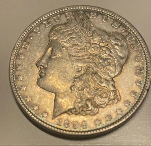 1894年頃のモーガン・ダラーAU未流通銀貨1ドル、非常に魅力的、問題なし