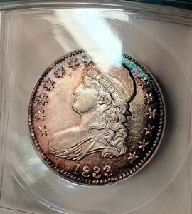 1833年 キャップドバスト ハーフドル 50セント ANACS AU 53 魅力的な色調 しっかりした