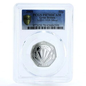 イギリス 50ペンス 国民保健サービス50周年記念 PR70 PCGS 銀貨 2009年