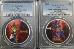 ニウエ 2022年 遊戯王 闇遊戯&ブラックマジシャン カラーライズド 2ドル シルバー PCGS MS69 セット
