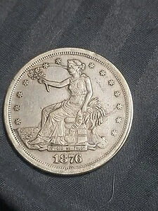 1876年S貿易銀貨、打刻エラーあり、打刻と光沢が素晴らしい!美しい!
