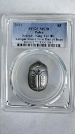 2021年 パラオ 1オンス シルバー スカラベ ツタンカーメン王型コイン NGC ms70