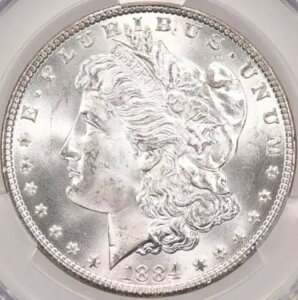 1884-P 1�h�� �����K���E�_���[ CACG MS65 �z���C�g�i���F�ɂ������ȕϐF����j