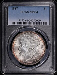 1887 �N�����K�� �_���[ PCGS MS-64 - �u���[�A�I�����W�A�o�C�I���b�g �J���t���[�W�� ���o�[�X �^�u �g�[�j���O!