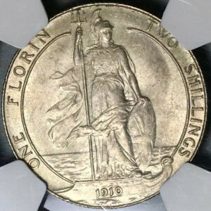 1910年 NGC MS 62 フローリン エドワード7世 イギリス 2シリングコイン (22052202C)