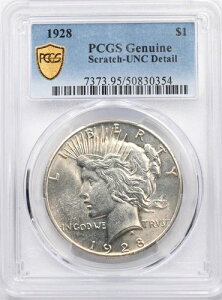 米国 1928年 シルバー ピースドル PCGS 不明 詳細キー日付 "レア" PC1752 複合発送