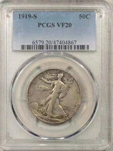 1919-S 50�Z���g PCGS VF20 �E�H�[�L���O�E���o�e�B�E�V���o�[�E�n�[�t�h�� 47404867