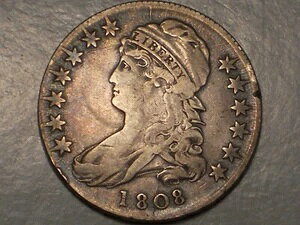 1808年胸像ハーフダラー(VF、O-102a、アトラクティブ)