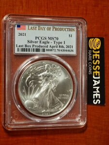 2021 $1 �V���o�[ �C�[�O�� PCGS MS70 ���Y�ŏI�� ���Y���ꂽ�Ō�̃{�b�N�X����� T1!