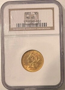 1881�N �S�[���h �n�[�t�C�[�O�� ���o�e�B�w�b�h NGC MS-63
