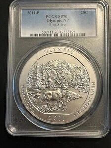 2011-P �I�����s�b�N 5�I���X �V���o�[ �N�H�[�^�[ PCGS SP 70 �N���[���R�C���ƃX���u